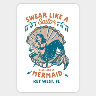 Key West, Florida Funny Sailor Mermaid Tattoo Art Sticker